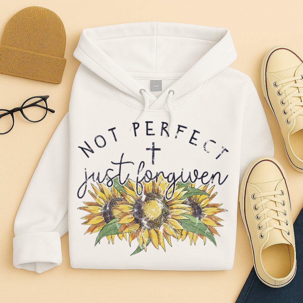 Not Perfect Just Forgiven Sunflower Christian Hoodie