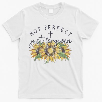 Not Perfect Just Forgiven Sunflower Christian T-Shirt