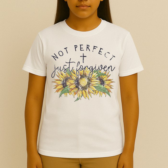 Not Perfect Just Forgiven Sunflower Christian T-Shirt