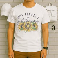 Not Perfect Just Forgiven Sunflower Christian T-Shirt
