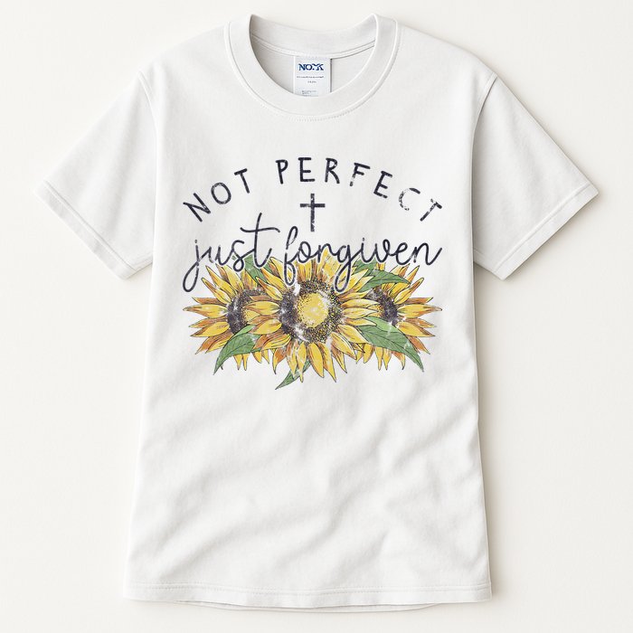 Not Perfect Just Forgiven Sunflower Christian Tall T-Shirt