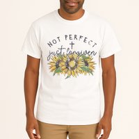 Not Perfect Just Forgiven Sunflower Christian Tall T-Shirt