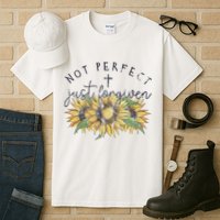 Not Perfect Just Forgiven Sunflower Christian Tall T-Shirt