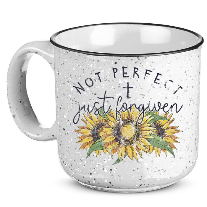 Not Perfect Just Forgiven Sunflower Christian 15oz Campfire Ceramic Mug