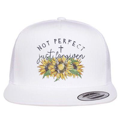 Not Perfect Just Forgiven Sunflower Christian Flatbill Hat