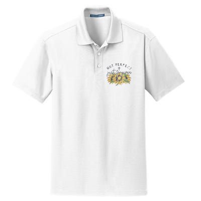 Not Perfect Just Forgiven Sunflower Christian Dry Zone Grid Polo