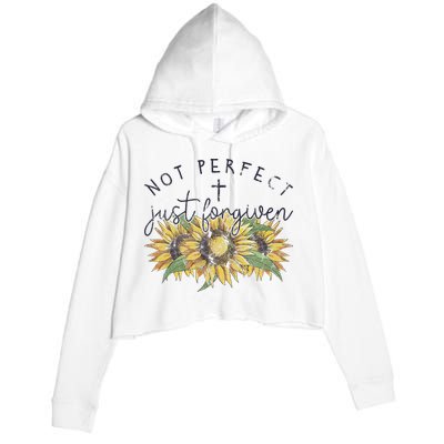Not Perfect Just Forgiven Sunflower Christian Crop Fleece Hoodie