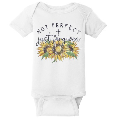 Not Perfect Just Forgiven Sunflower Christian Baby Bodysuit