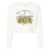 Not Perfect Just Forgiven Sunflower Christian Cropped Pullover Crew