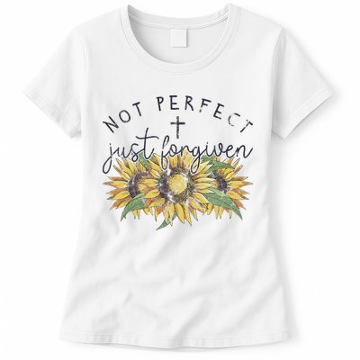 Not Perfect Just Forgiven Sunflower Christian Womens T-Shirt