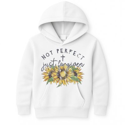 Not Perfect Just Forgiven Sunflower Christian Kids Hoodie