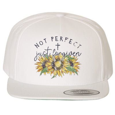 Not Perfect Just Forgiven Sunflower Christian Wool Snapback Cap