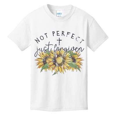 Not Perfect Just Forgiven Sunflower Christian Kids T-Shirt