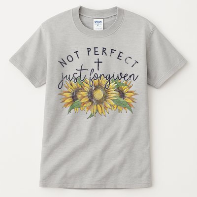 Not Perfect Just Forgiven Sunflower Christian Tall T-Shirt