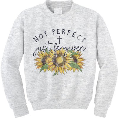 Not Perfect Just Forgiven Sunflower Christian Kids Sweatshirt