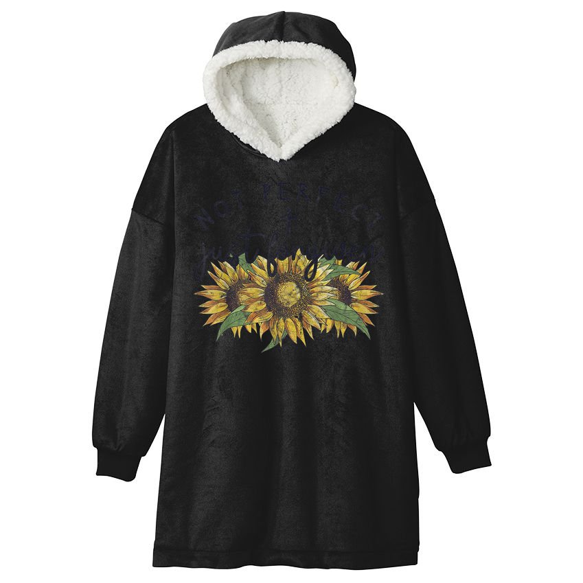 Not Perfect Just Forgiven Sunflower Christian Hooded Wearable Blanket