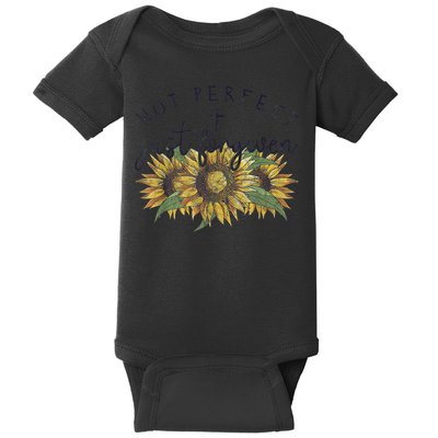 Not Perfect Just Forgiven Sunflower Christian Baby Bodysuit
