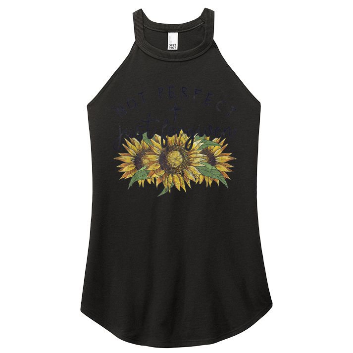 Not Perfect Just Forgiven Sunflower Christian Women's Perfect Tri Rocker Tank