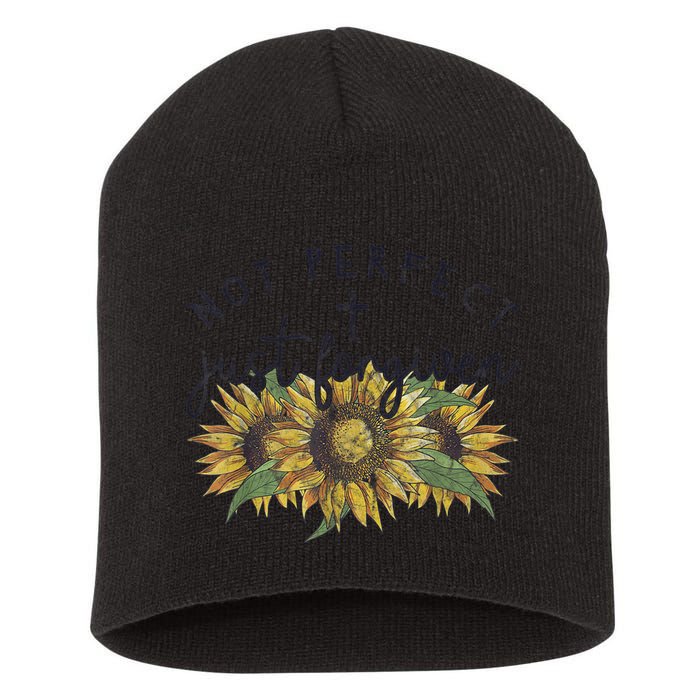 Not Perfect Just Forgiven Sunflower Christian Short Acrylic Beanie