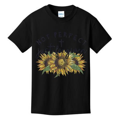 Not Perfect Just Forgiven Sunflower Christian Kids T-Shirt
