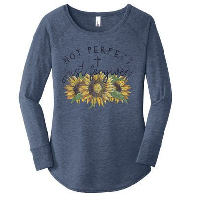 Not Perfect Just Forgiven Sunflower Christian Women's Perfect Tri Tunic Long Sleeve Shirt