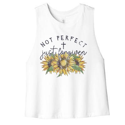 Not Perfect Just Forgiven Sunflower Christian Women's Racerback Cropped Tank