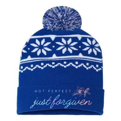 Not Perfect Just Forgiven Christian Team Jesus Easter Day Gift USA-Made Snowflake Beanie