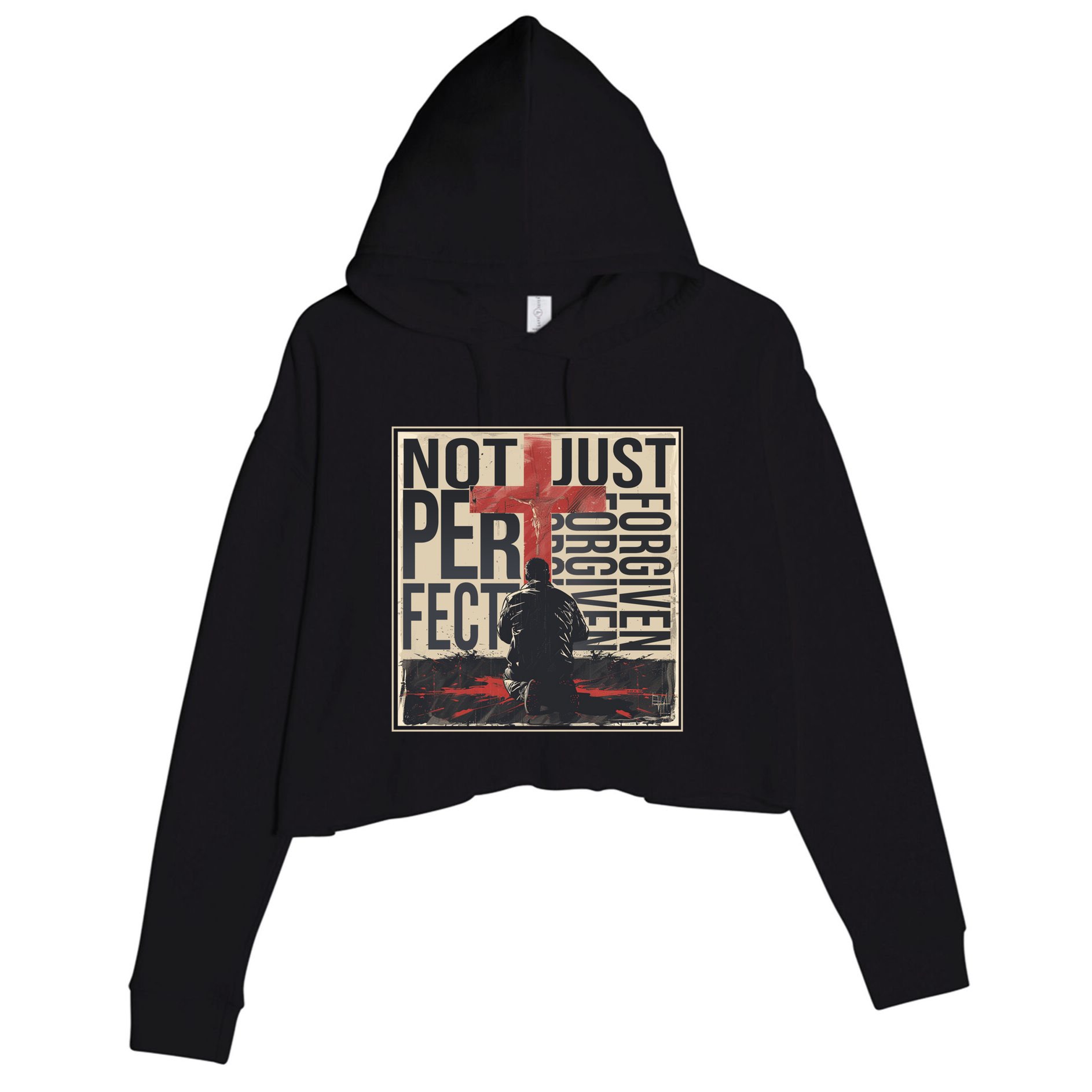 Not Perfect Just Forgiven Gift Christian Great Gift Crop Fleece Hoodie