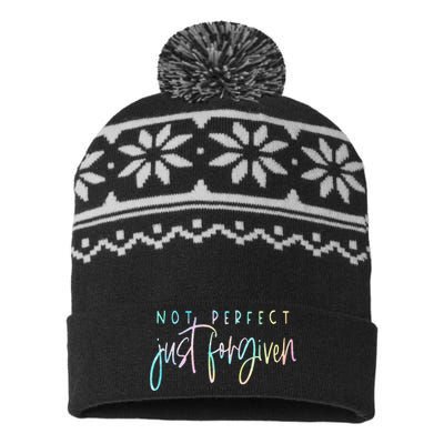 Not Perfect Just Forgiven Christian Team Jesus Men Women USA-Made Snowflake Beanie