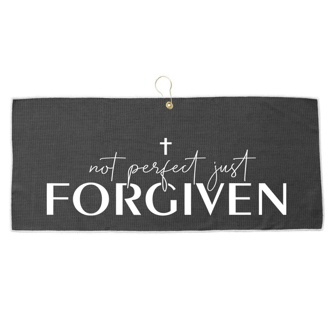 Not Perfect Just Forgiven Christian God Jesus Faith Prayers Large Microfiber Waffle Golf Towel