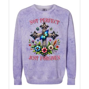 Not Perfect Just Forgiven Jesus Christ Colorblast Crewneck Sweatshirt