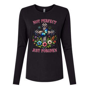 Not Perfect Just Forgiven Jesus Christ Womens Cotton Relaxed Long Sleeve T-Shirt