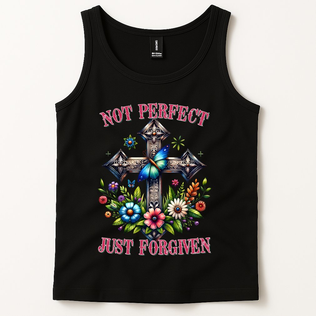 Not Perfect Just Forgiven Jesus Christ Tank Top