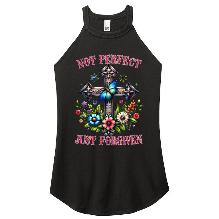 Not Perfect Just Forgiven Jesus Christ Women's Perfect Tri Rocker Tank