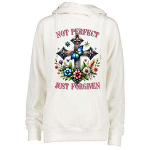 Not Perfect Just Forgiven Jesus Christ Womens Funnel Neck Pullover Hood