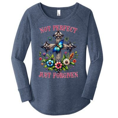 Not Perfect Just Forgiven Jesus Christ Women's Perfect Tri Tunic Long Sleeve Shirt