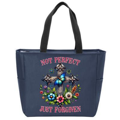 Not Perfect Just Forgiven Jesus Christ Zip Tote Bag