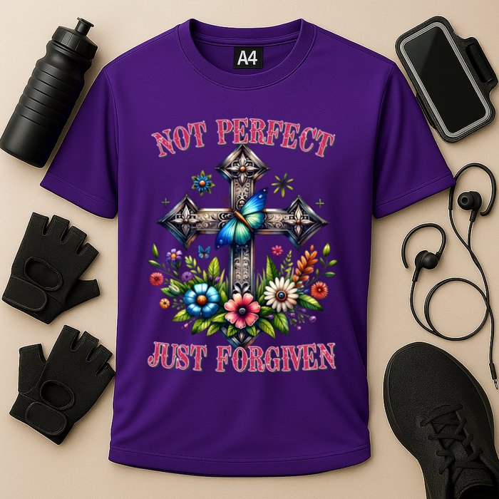 Not Perfect Just Forgiven Jesus Christ Performance Shirt