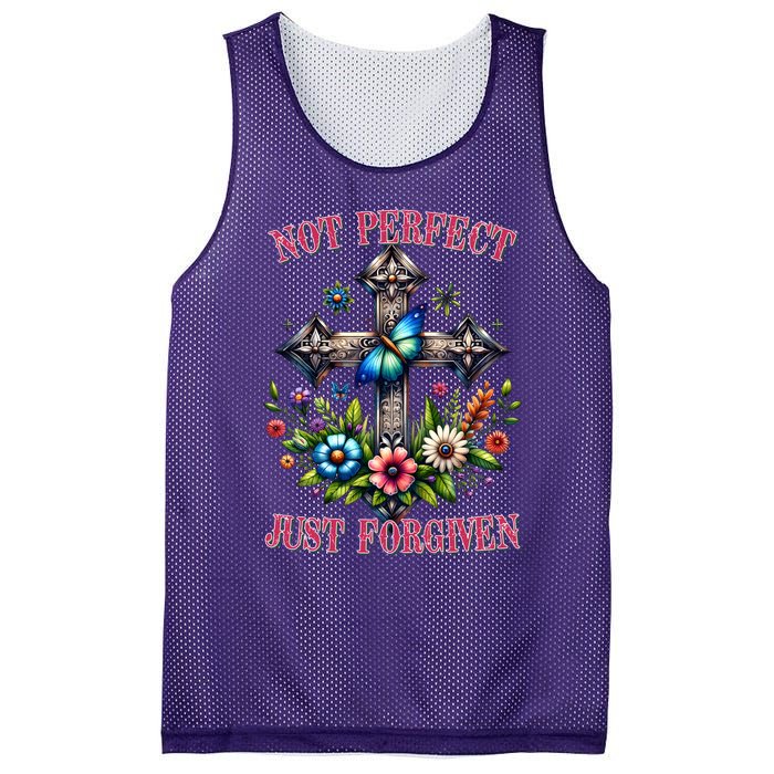 Not Perfect Just Forgiven Jesus Christ Mesh Reversible Basketball Jersey Tank