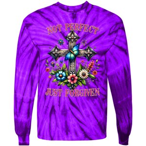 Not Perfect Just Forgiven Jesus Christ Tie-Dye Long Sleeve Shirt