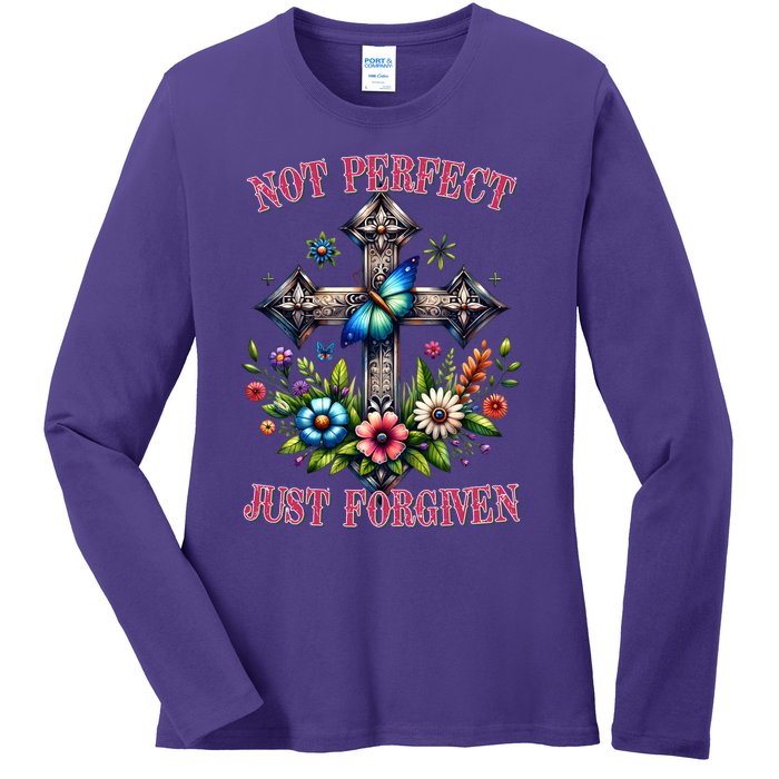 Not Perfect Just Forgiven Jesus Christ Ladies Long Sleeve Shirt