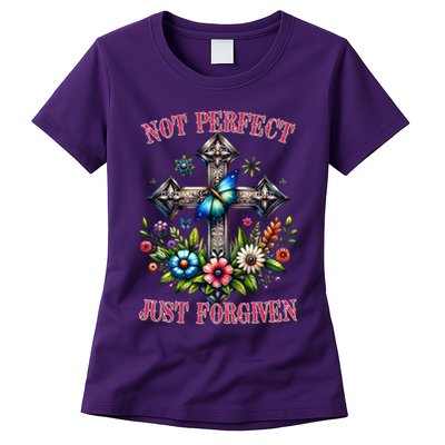 Not Perfect Just Forgiven Jesus Christ Womens T-Shirt
