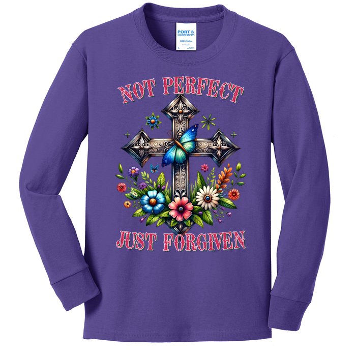 Not Perfect Just Forgiven Jesus Christ Kids Long Sleeve Shirt