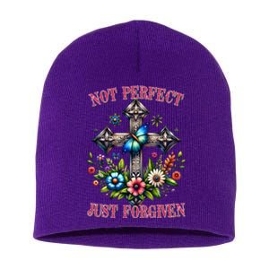 Not Perfect Just Forgiven Jesus Christ Short Acrylic Beanie