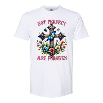 Not Perfect Just Forgiven Jesus Christ Softstyle® CVC T-Shirt