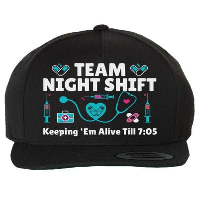 Nurse Practitioner Keeping Them Alive Funny Team Night Shift Wool Snapback Cap