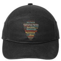 National Parks List Word Cloud Camping Hiking 7-Panel Snapback Hat