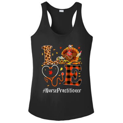 Nurse Practitioner Love Thanksgiving Leopard Funny Turkey Ladies PosiCharge Competitor Racerback Tank