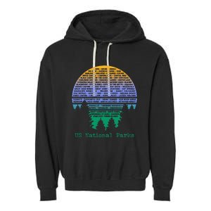 National Parks List Word Cloud Sunset Trees Men Women Kids Garment-Dyed Fleece Hoodie