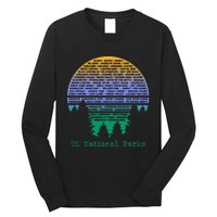 National Parks List Word Cloud Sunset Trees Men Women Kids Long Sleeve Shirt